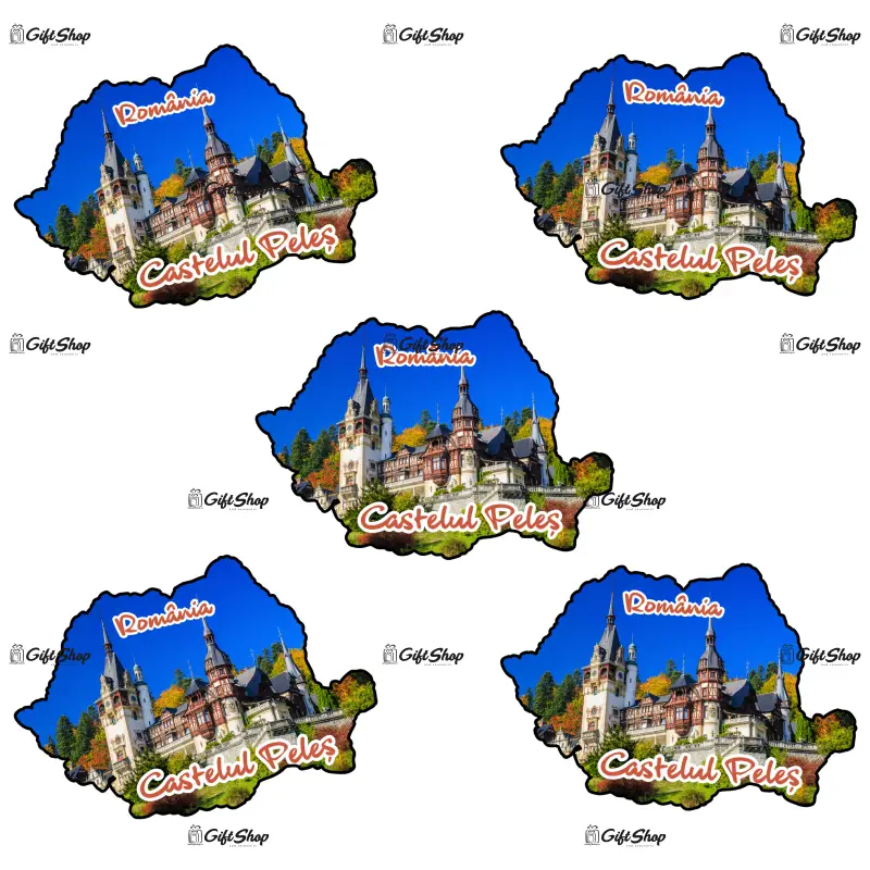 Castelul peles, harta, romania, magnet frigider mgs017
